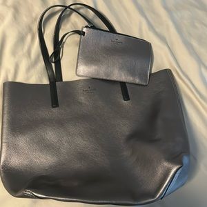 Metallic Kate spade tote with matching wristlet